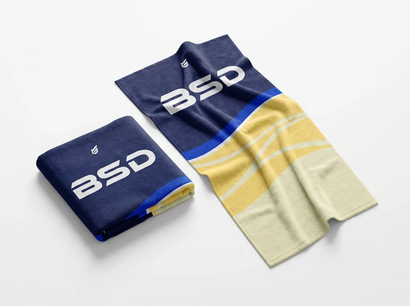 Serviette BSD marine et or